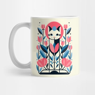 Cat amongst tulips Mug